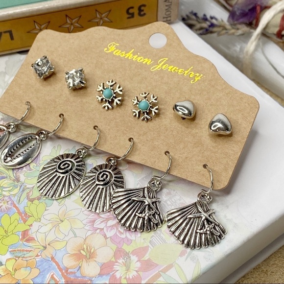6pc Set Boho Beach Vibes Dangle + Stud Earrings - Picture 6 of 13